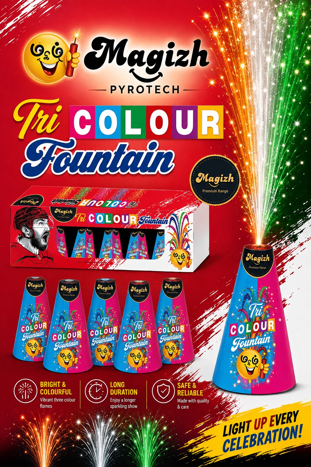TRI COLOUR FOUNTAIN (MULTI COLOUR 5 PCS)